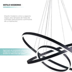 Lámpara de Techo Colgante 3 Anillos Negra Atikus – Iluminación moderna y sofisticada para tu hogar