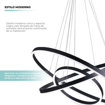 Lámpara de Techo Colgante 3 Anillos Negra Atikus – Iluminación moderna y sofisticada para tu hogar