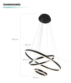 Lámpara de Techo Colgante 3 Anillos Negra Atikus – Iluminación moderna y sofisticada para tu hogar