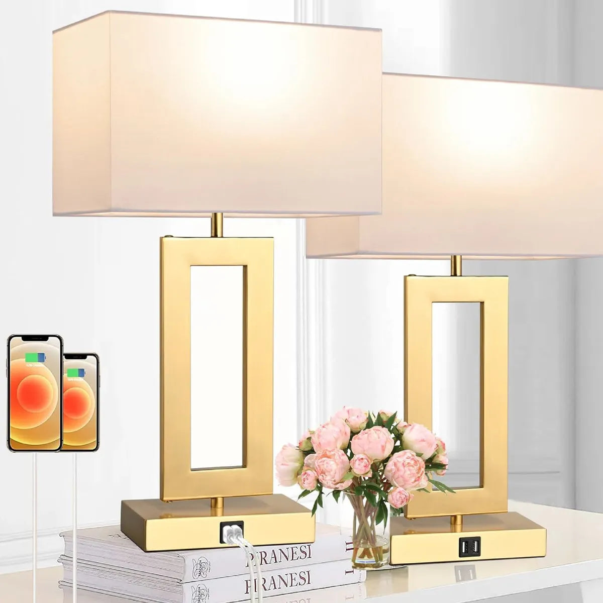 X2 Lámparas de Mesa Doradas Inteligentes Atikus Golden – Elegancia y tecnología en perfecta armonía