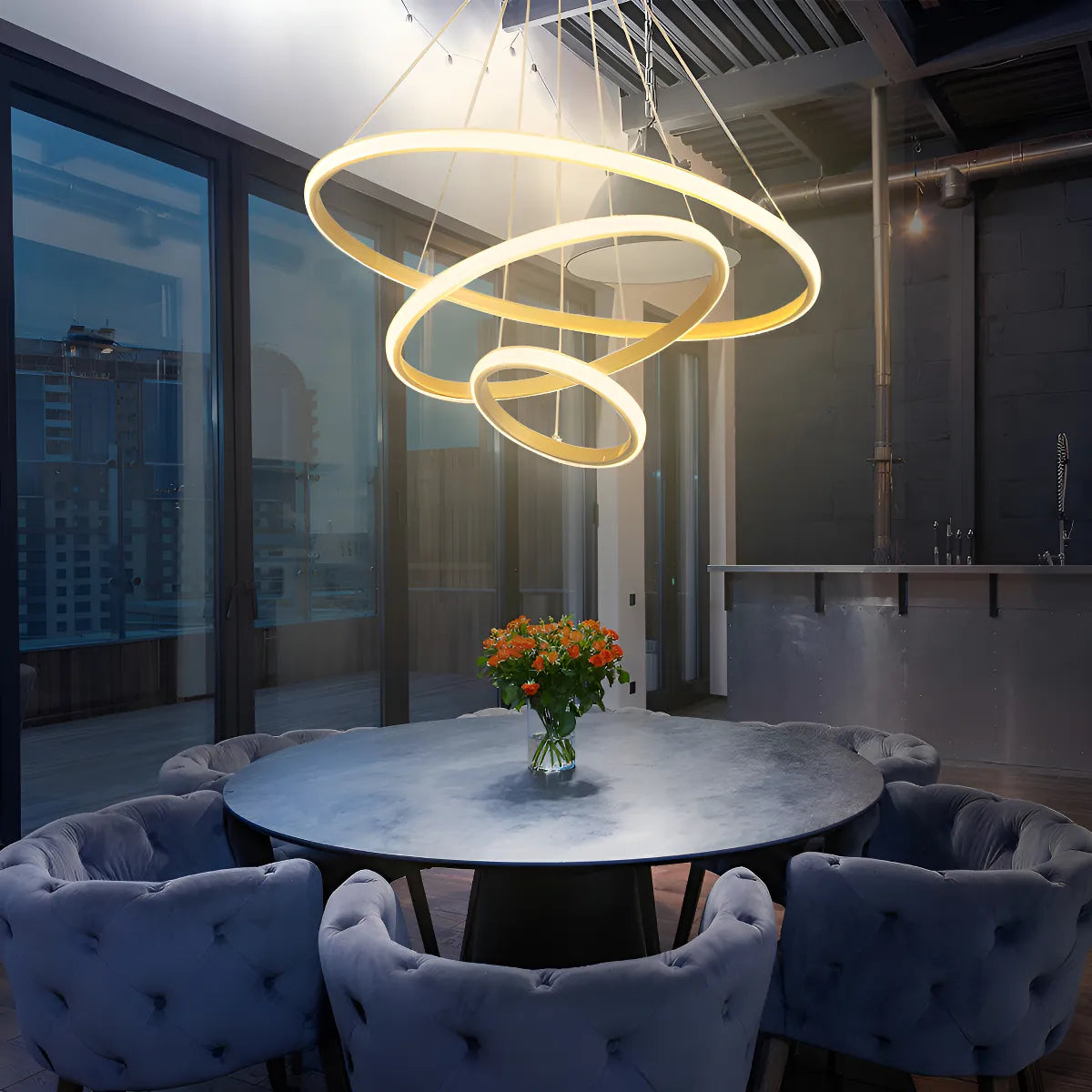 Lámpara de Techo Colgante 3 Anillos Negra Atikus – Iluminación moderna y sofisticada para tu hogar