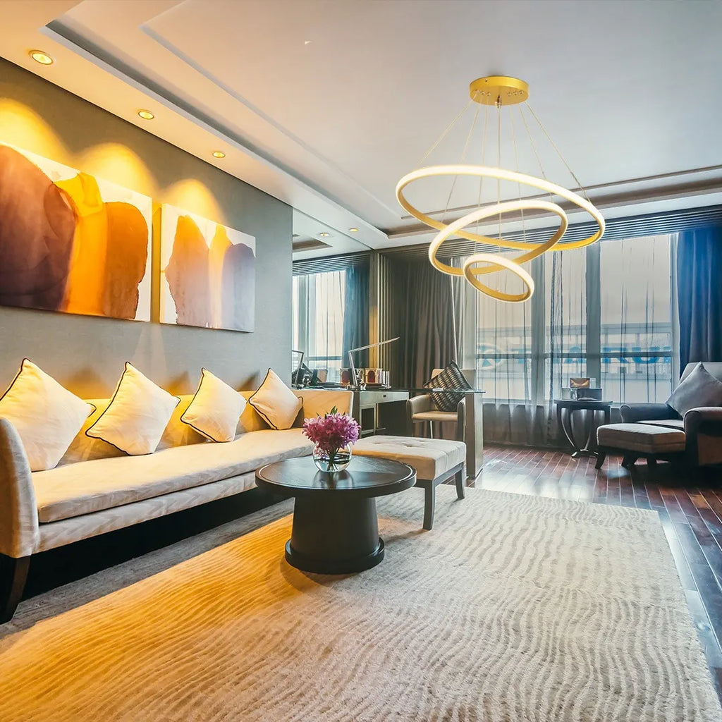 Lámpara de Techo Colgante 3 Anillos Negra Atikus – Iluminación moderna y sofisticada para tu hogar