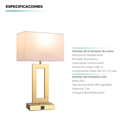 X2 Lámparas de Mesa Doradas Inteligentes Atikus Golden – Elegancia y tecnología en perfecta armonía