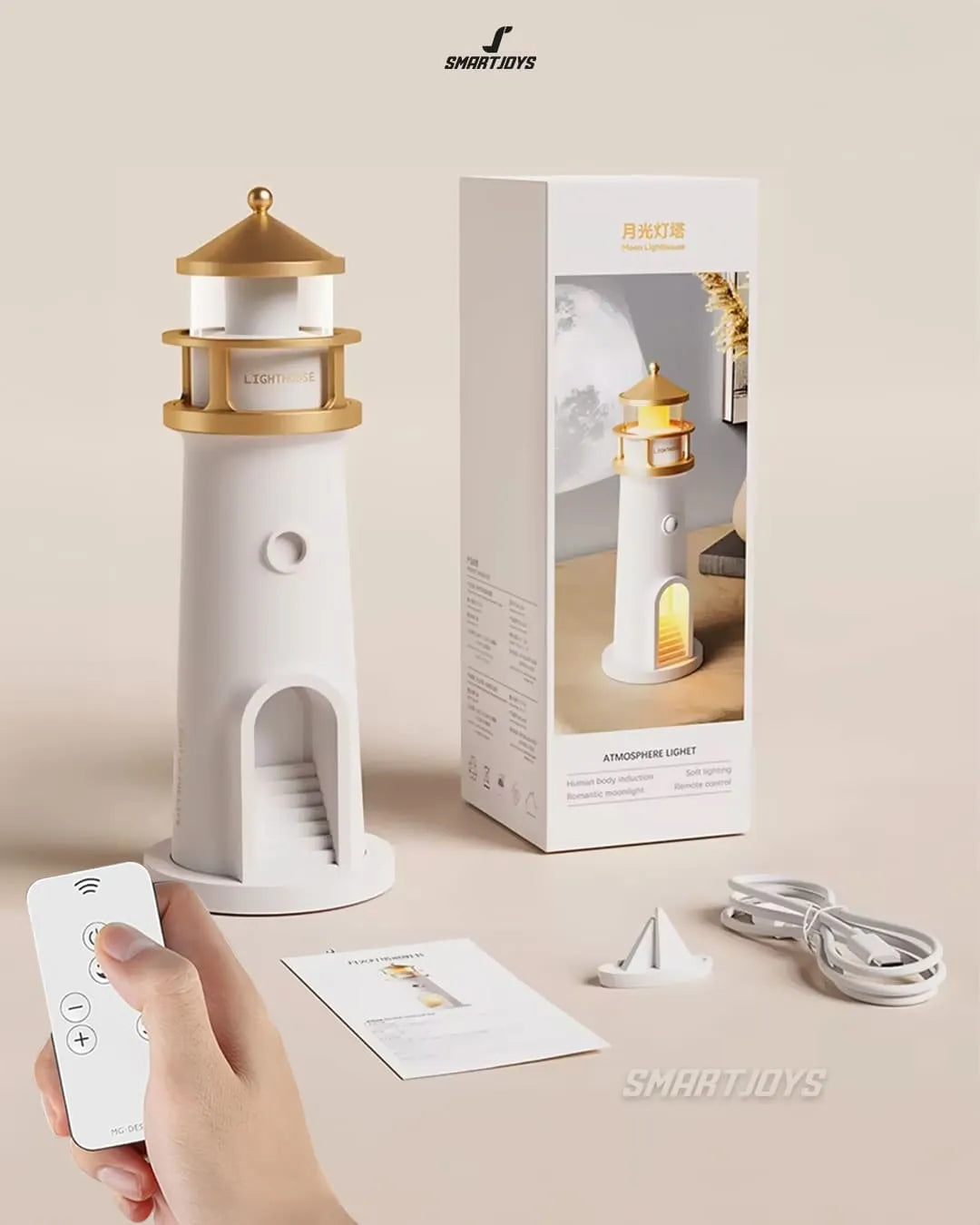 Proyector Lunar HD con Altavoz Bluetooth y Luz Ambiental Inteligente – Diseño Faro Premium