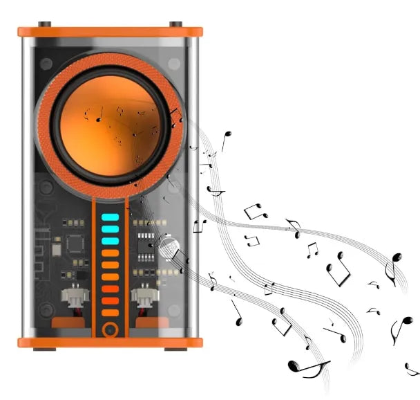 ALTAVOZ PARLANTE INALÁMBRICO TRANSPARENTE K07 – Bluetooth 5.0 + Luces Sincronizadas + Micrófono + Diseño Único