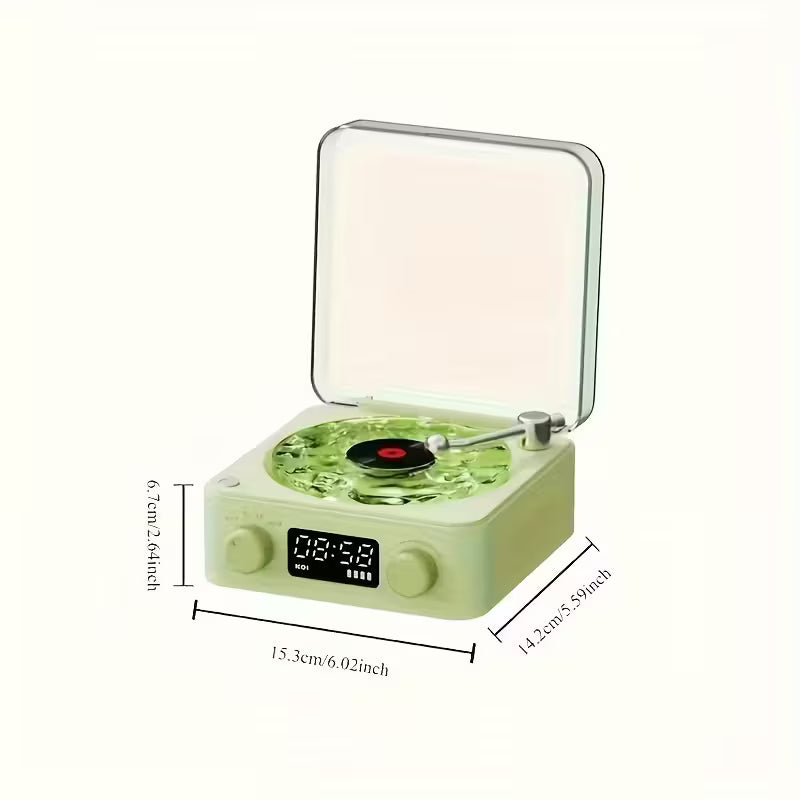 REPRODUCTOR DE VINILO WAVES – Altavoz Bluetooth + Luces RGB + Sonido Oceánico | Diseño Olas Marinas