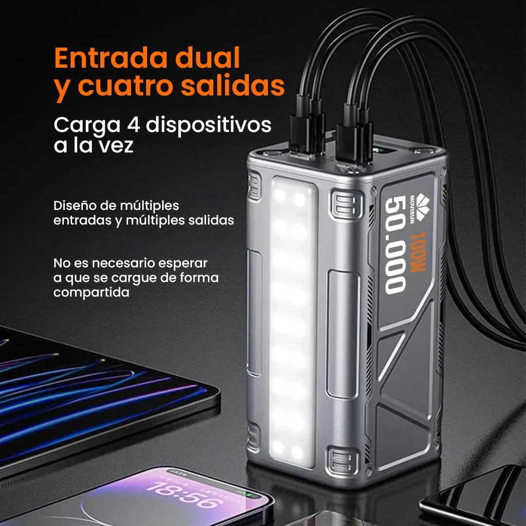 Power Bank Movisun 50,000mAh Rocket P55 – Energía extrema cuando más la necesitas