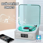 REPRODUCTOR DE VINILO WAVES – Altavoz Bluetooth + Luces RGB + Sonido Oceánico | Diseño Olas Marinas